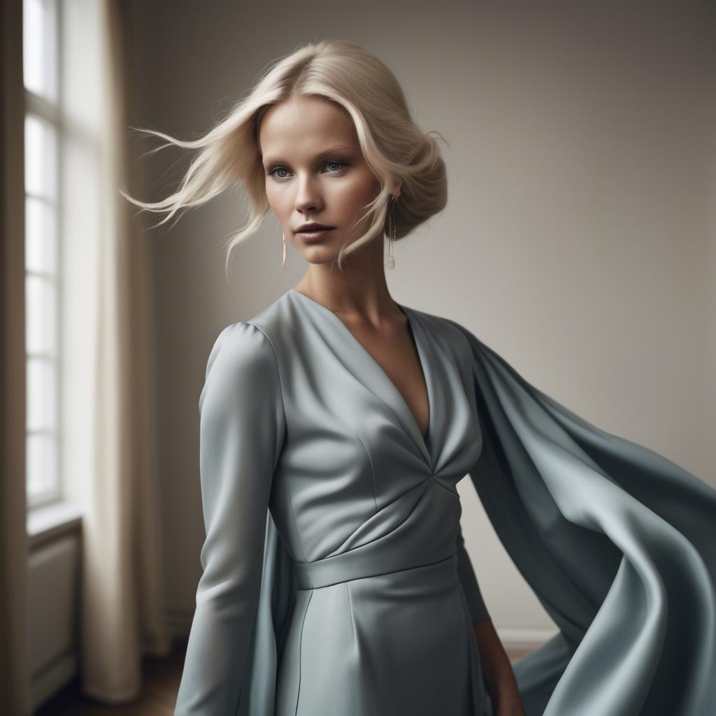 A stunning image of swedish glamour in flowing fabrics.