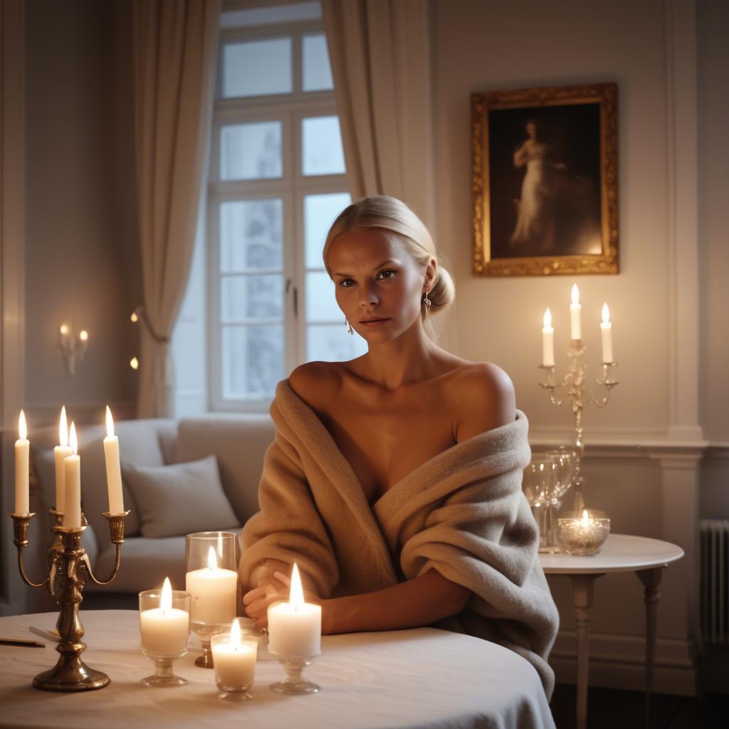 A stunning image of swedish glamour in warm candlelight.