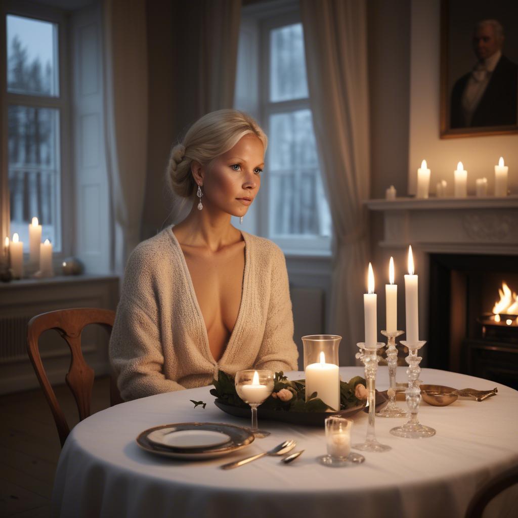 A stunning image of swedish glamour in warm candlelight.