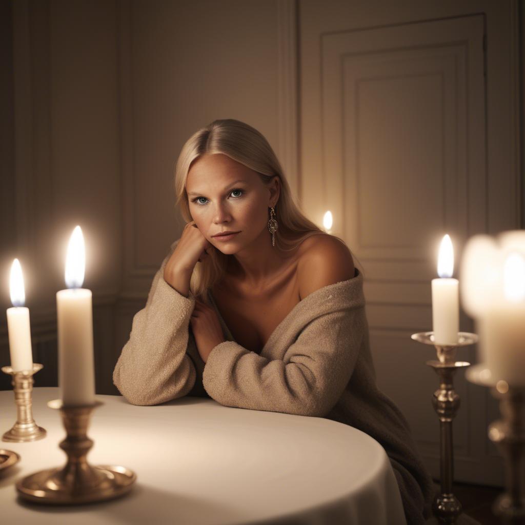 A stunning image of swedish glamour in warm candlelight.