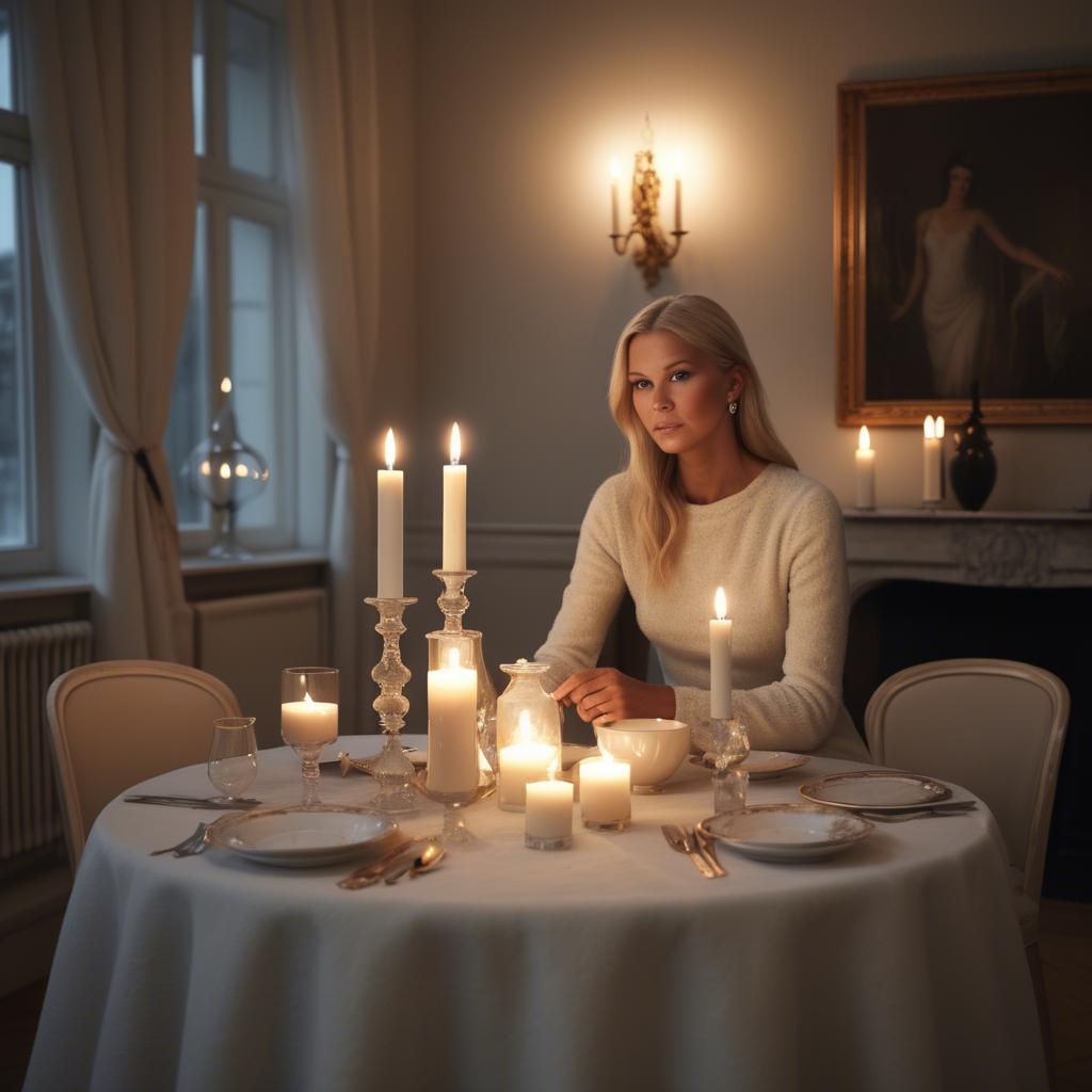 A stunning image of swedish glamour in warm candlelight.
