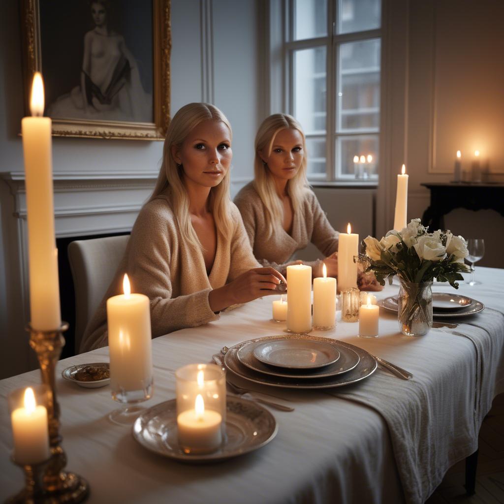 A stunning image of swedish glamour in warm candlelight.