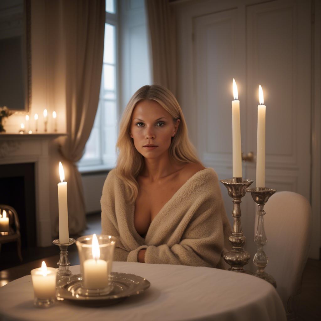 A stunning image of swedish glamour in warm candlelight.