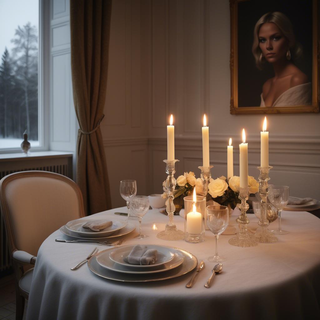 A stunning image of swedish glamour in warm candlelight.