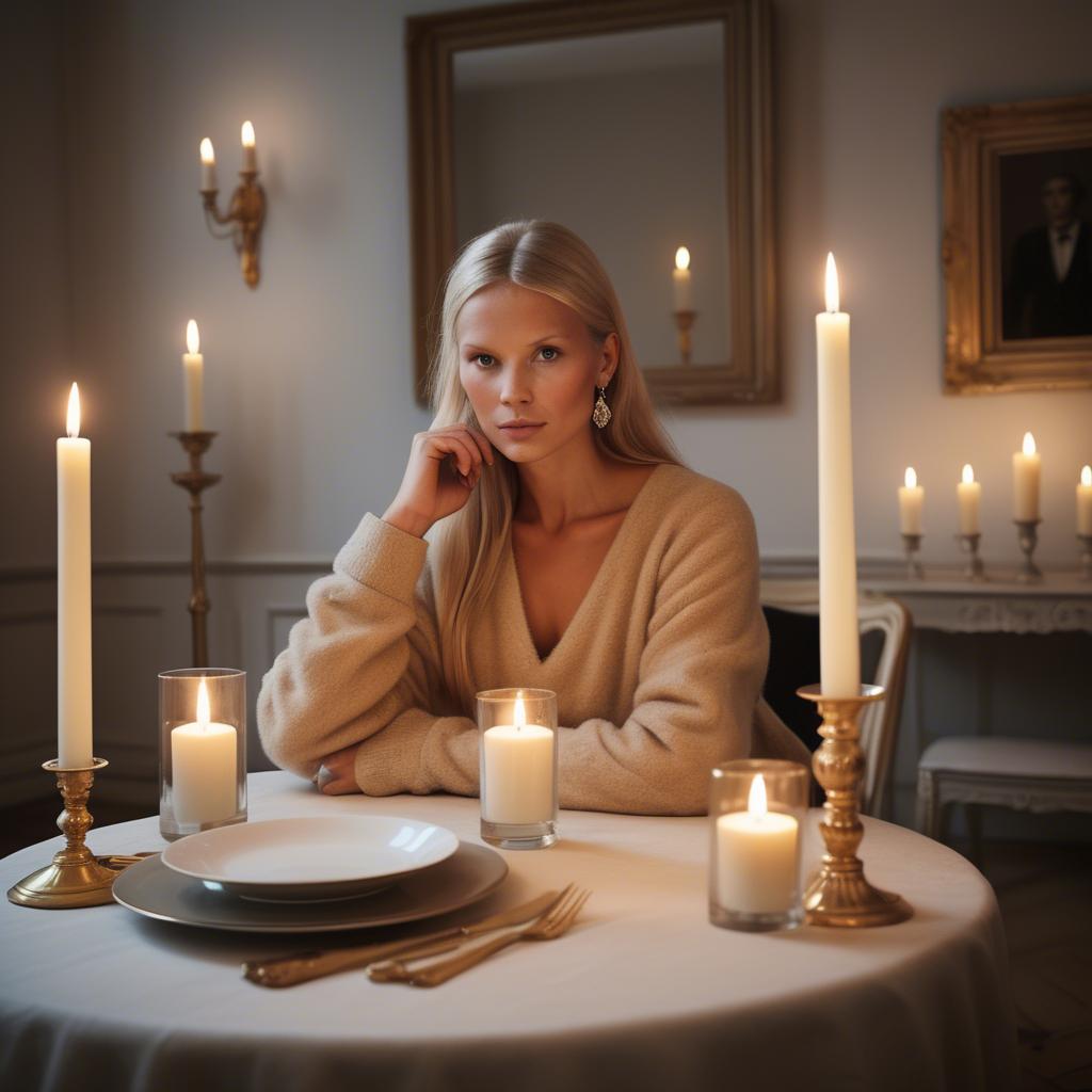 A stunning image of swedish glamour in warm candlelight.