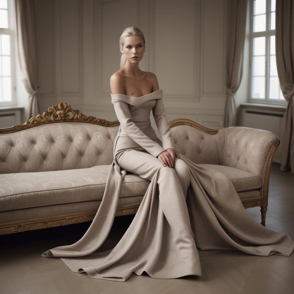 A stunning image of swedish model in luxurious fabrics.