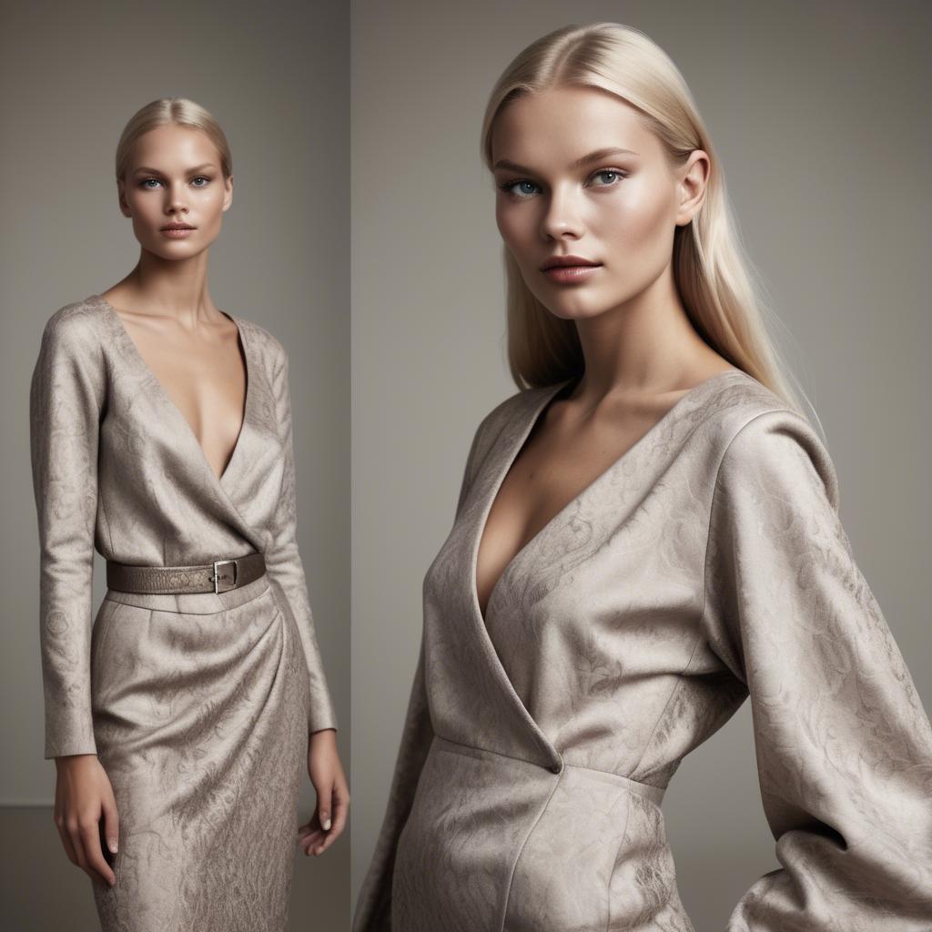 A stunning image of swedish model in luxurious fabrics.