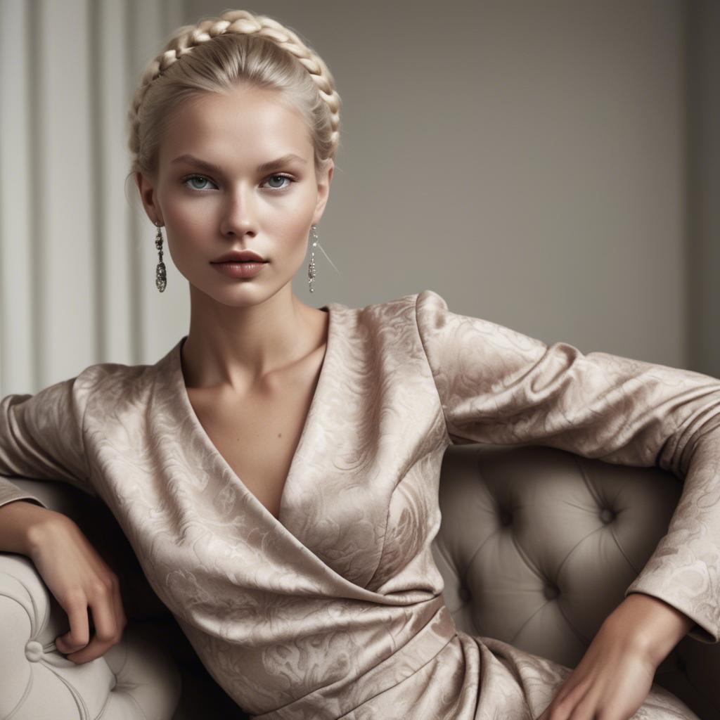A stunning image of swedish model in luxurious fabrics.