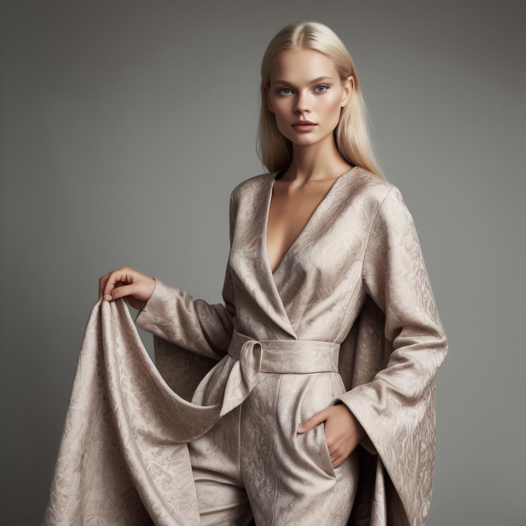 A stunning image of swedish model in luxurious fabrics.