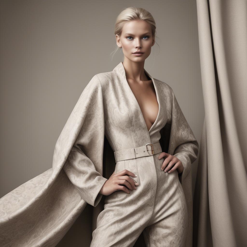 A stunning image of swedish model in luxurious fabrics.