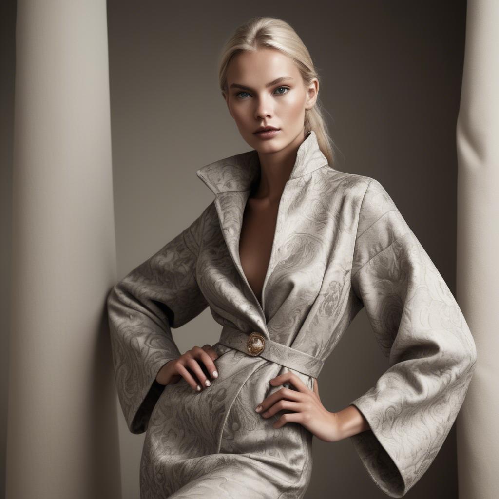 A stunning image of swedish model in luxurious fabrics.