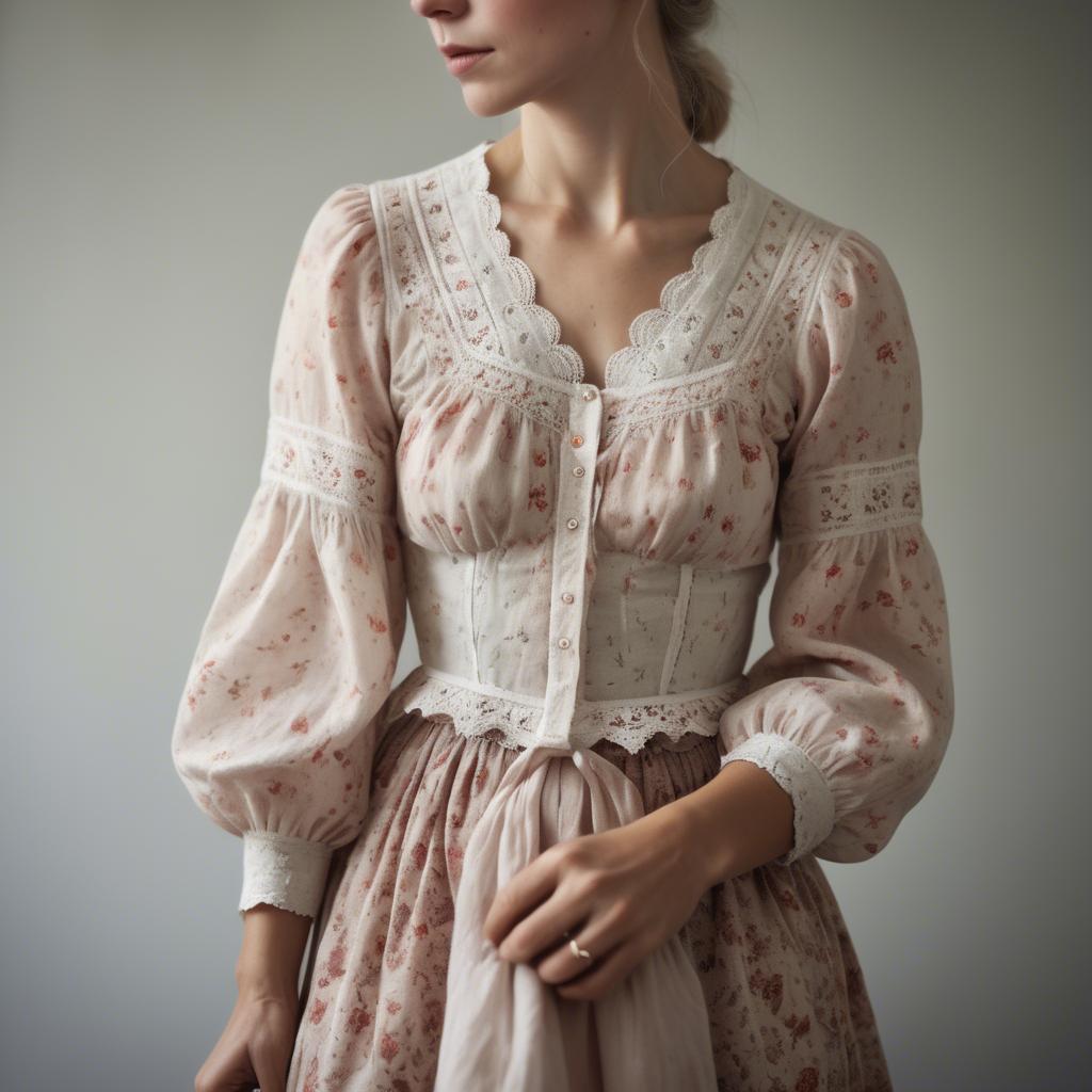 A stunning image of swedish woman in delicate romantic fabrics.