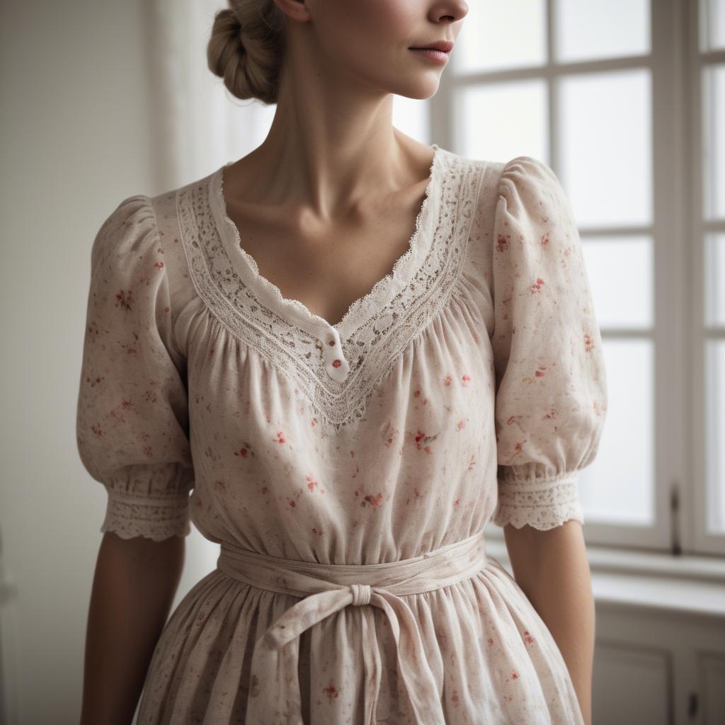 A stunning image of swedish woman in delicate romantic fabrics.