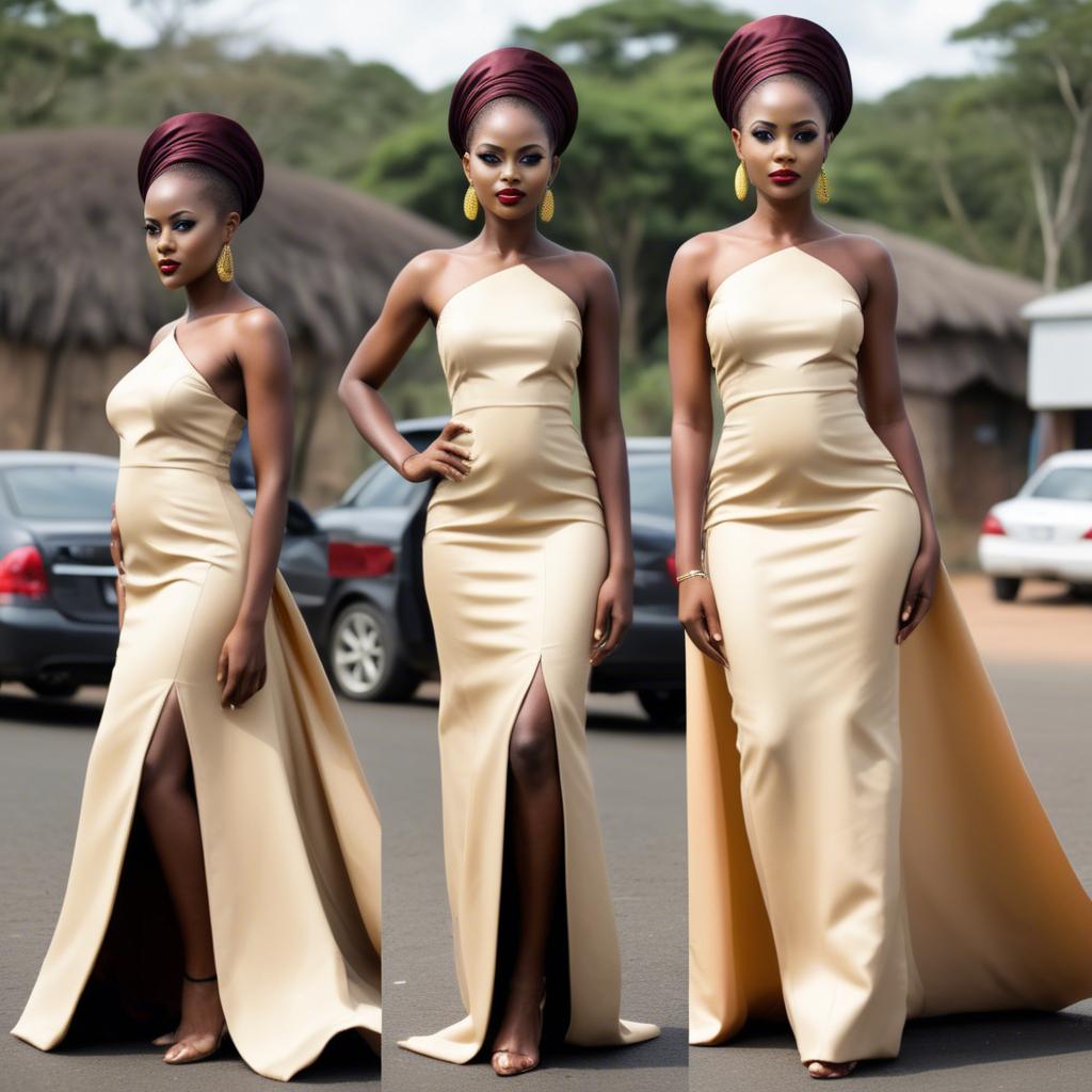 A stunning image of tanzanian enchantress wearing a sleek modern gown reflecting a contemporary african look.