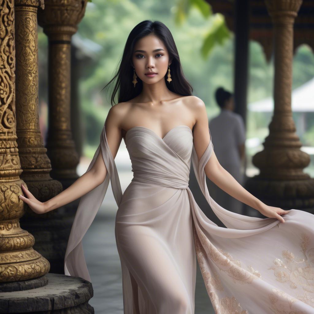 A stunning image of thai beauty in delicate flowing fabrics.