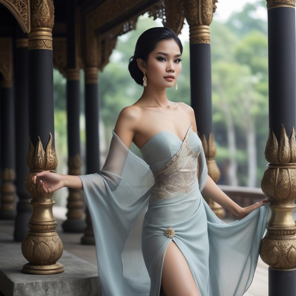 A stunning image of thai beauty in delicate flowing fabrics.