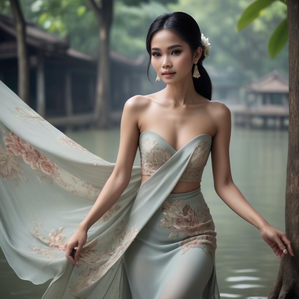 A stunning image of thai beauty in delicate flowing fabrics.