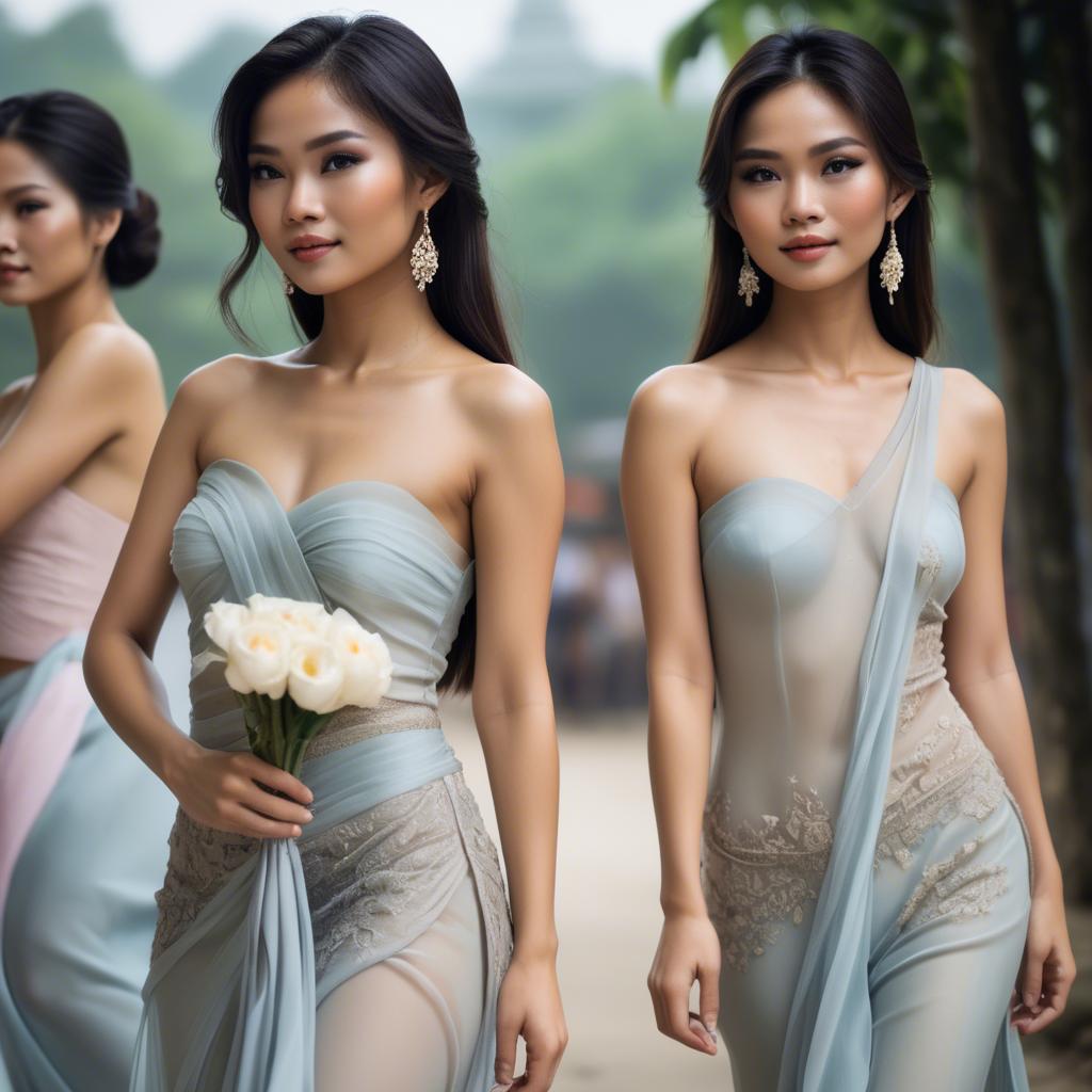 A stunning image of thai beauty in delicate flowing fabrics.