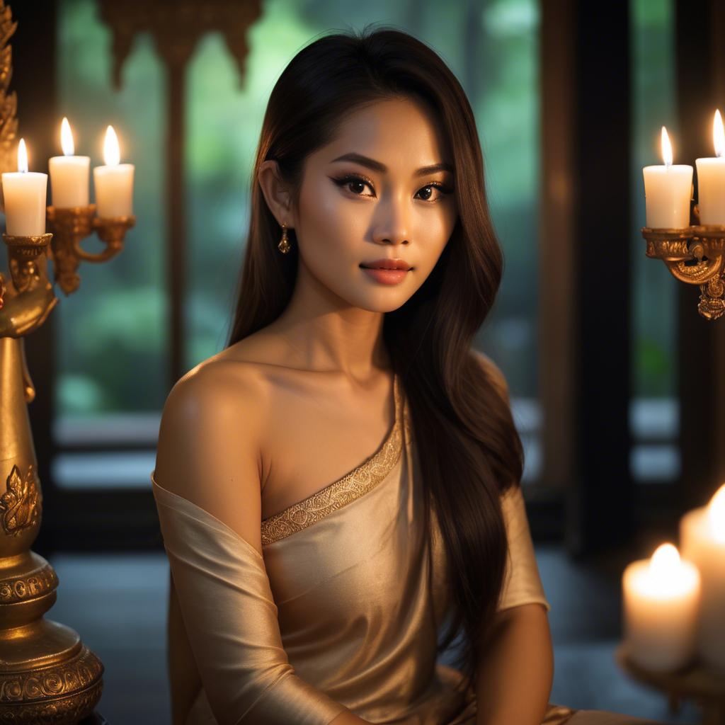A stunning image of thai beauty in soft candlelight.