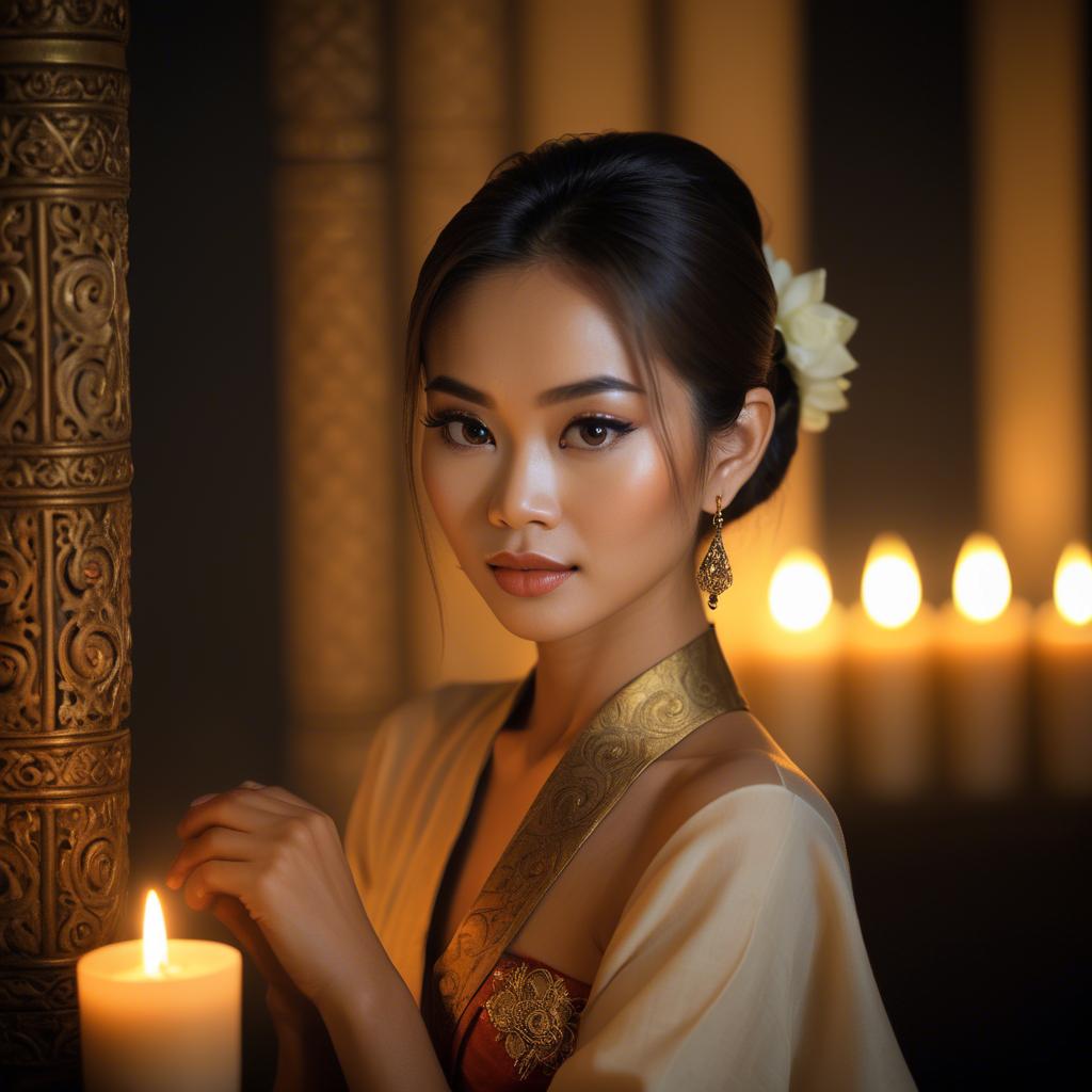 A stunning image of thai beauty in soft candlelight.