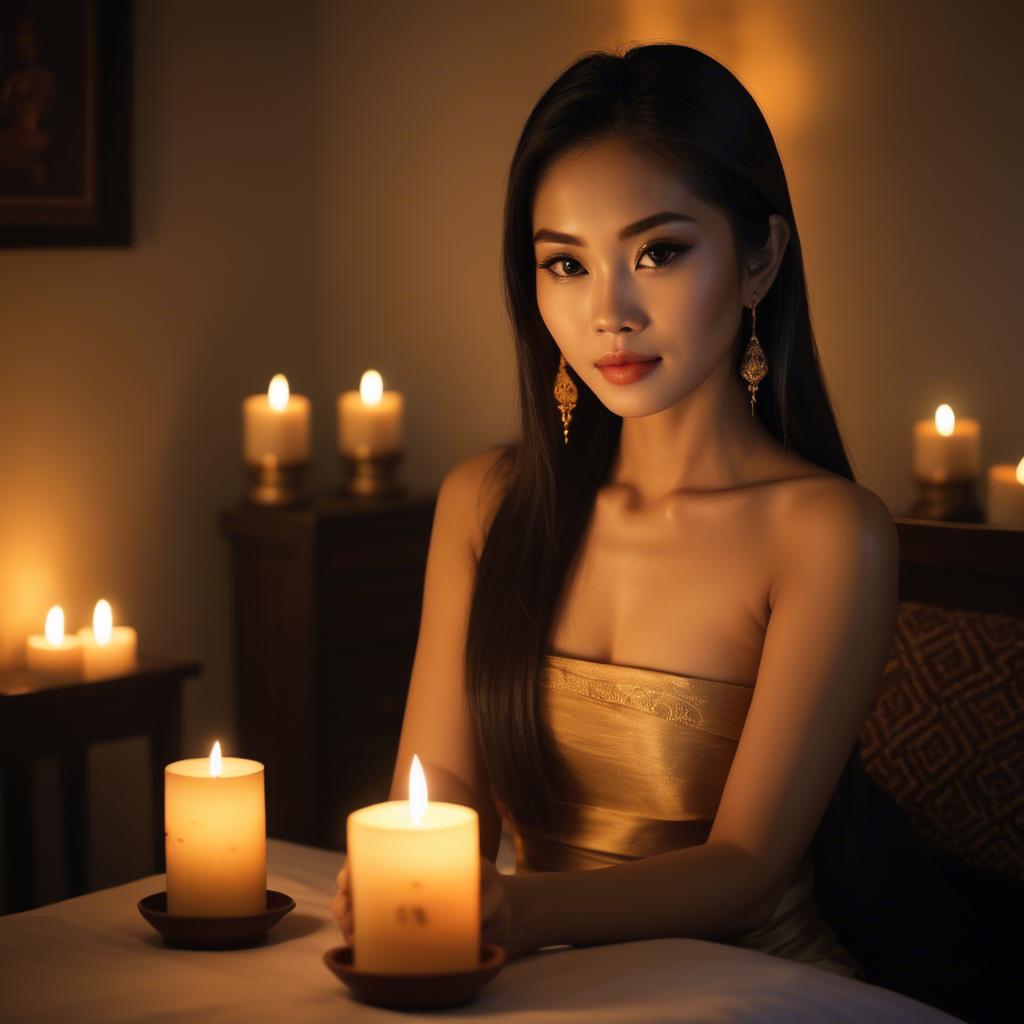 A stunning image of thai beauty in soft candlelight.