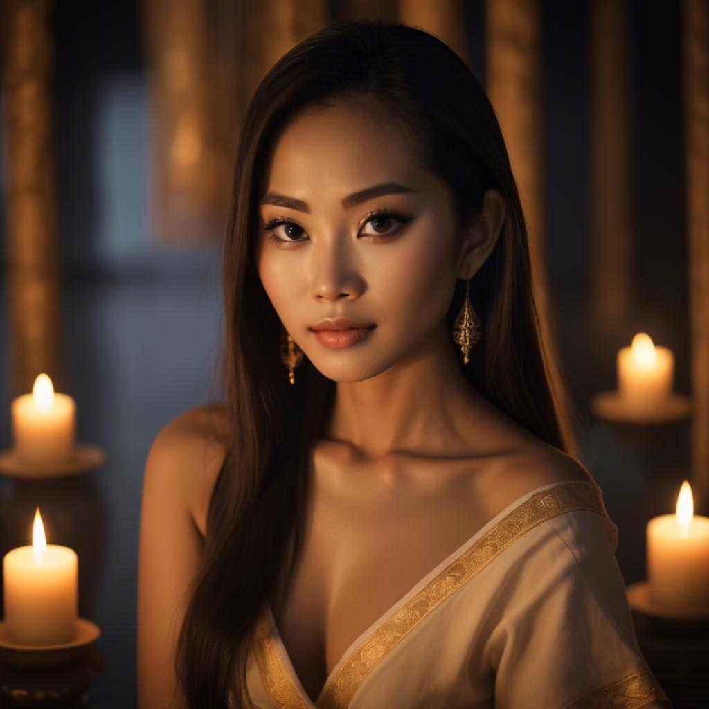 A stunning image of thai beauty in soft candlelight.