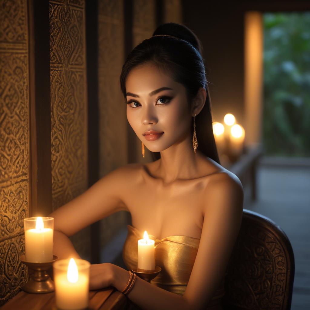 A stunning image of thai beauty in soft candlelight.