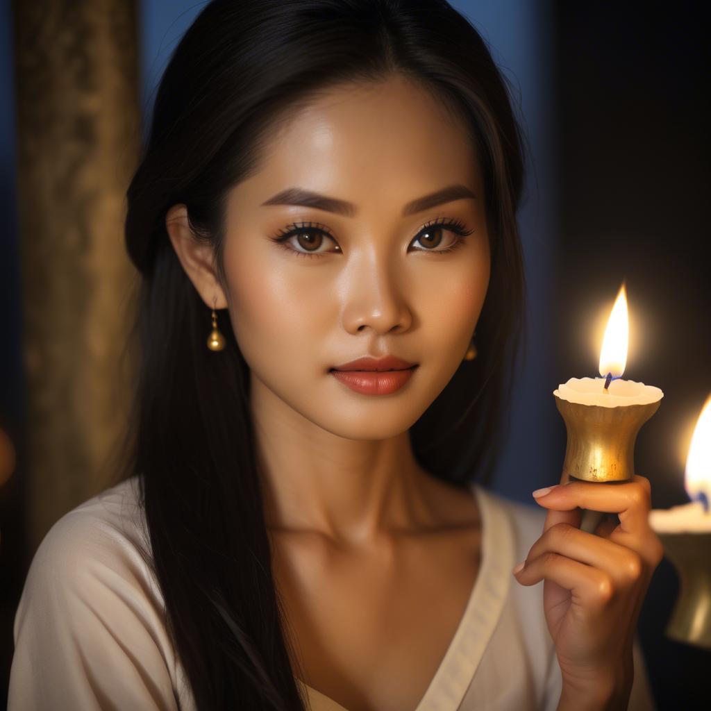 A stunning image of thai beauty in soft candlelight.