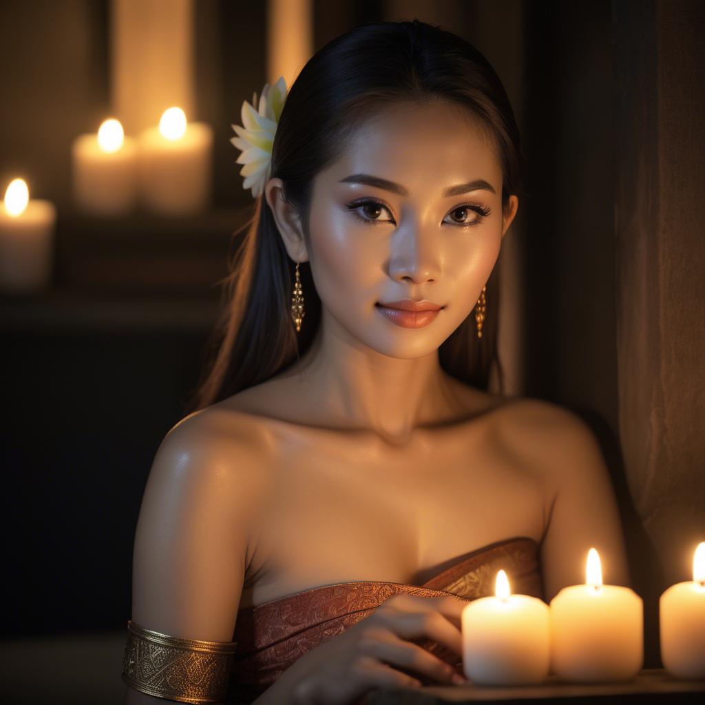 A stunning image of thai beauty in soft candlelight.