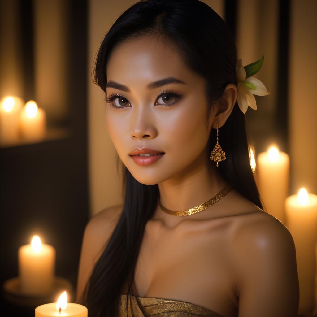 A stunning image of thai beauty in soft candlelight.