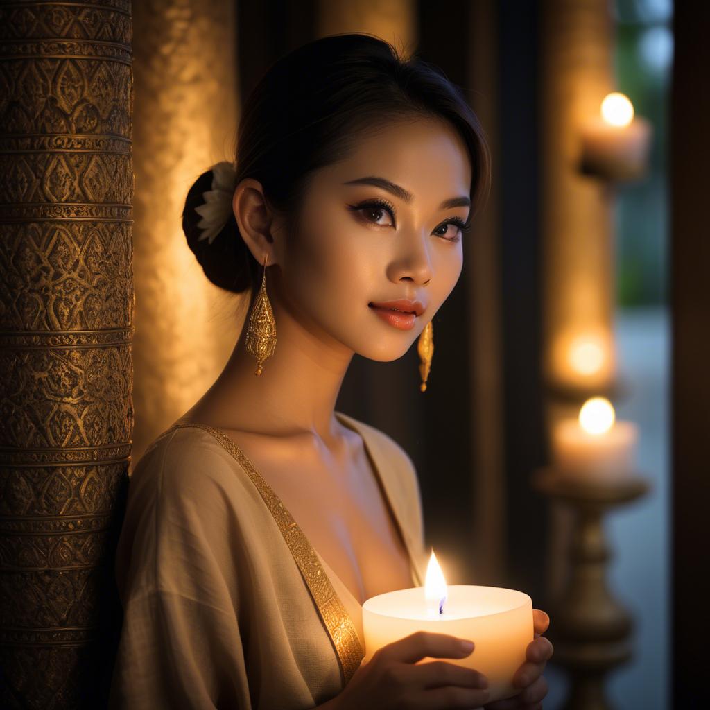 A stunning image of thai beauty in soft candlelight.