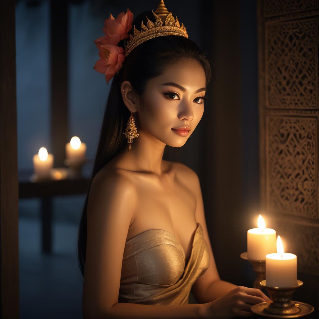 A stunning image of thai beauty in soft candlelight.