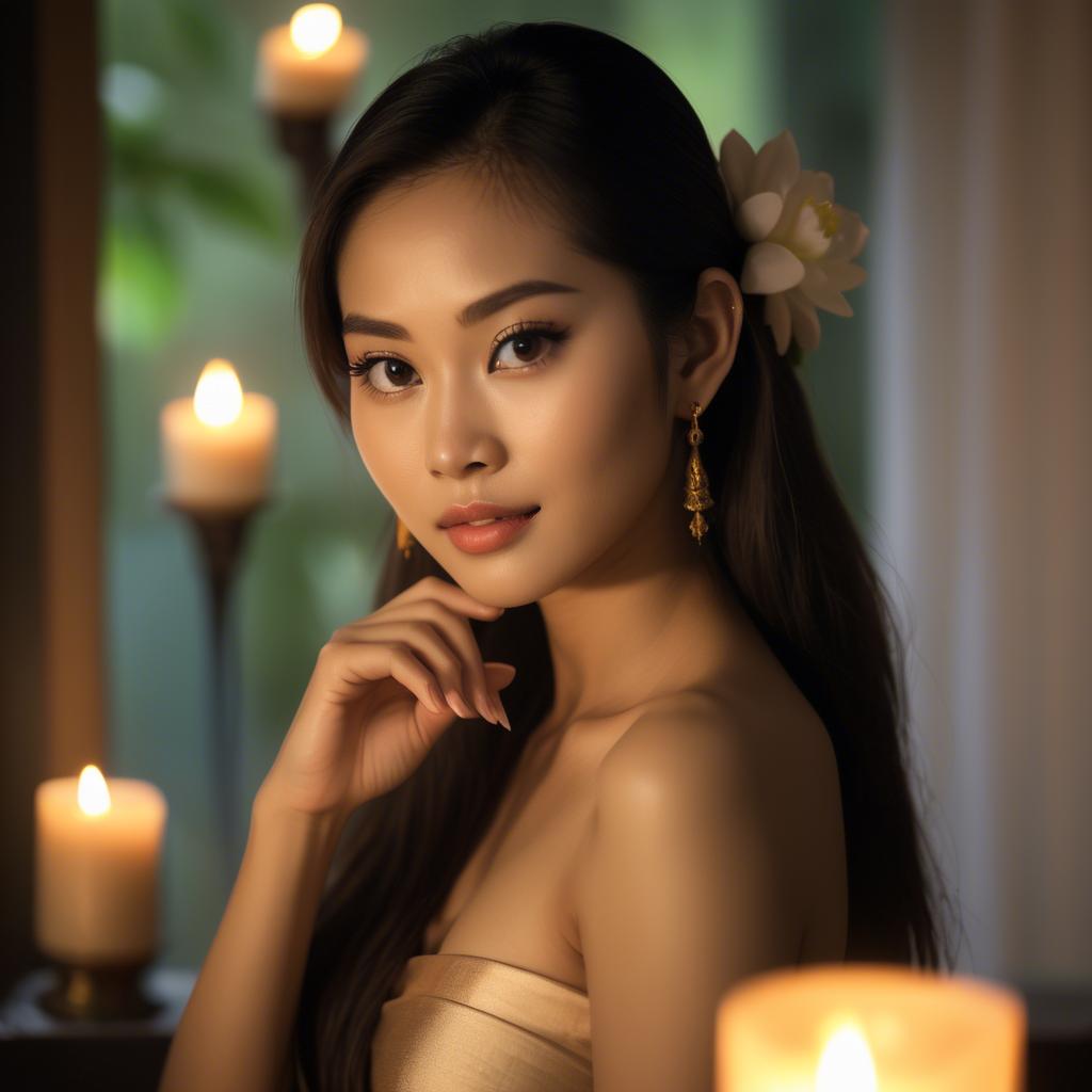 A stunning image of thai beauty in soft candlelight.