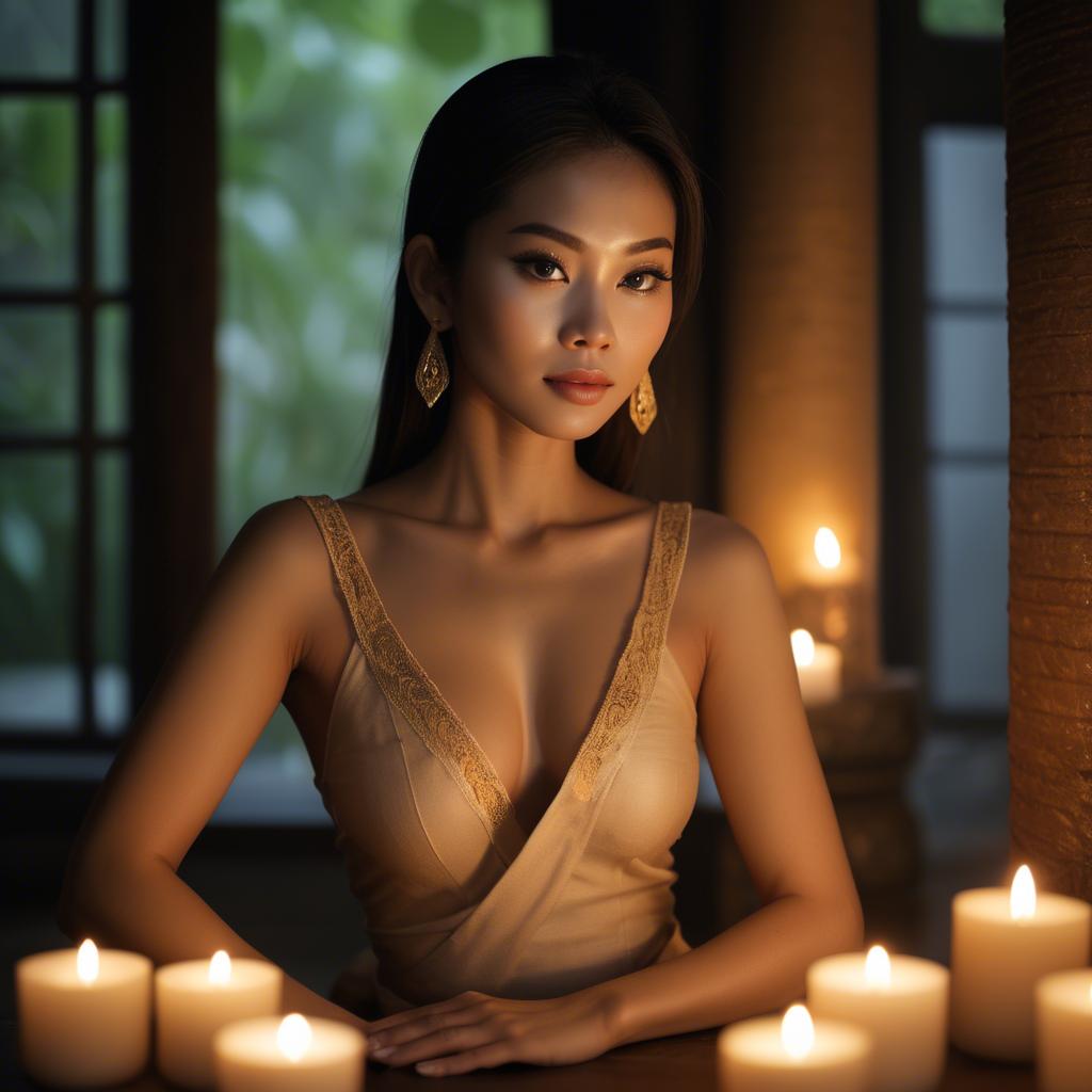 A stunning image of thai beauty in soft candlelight.
