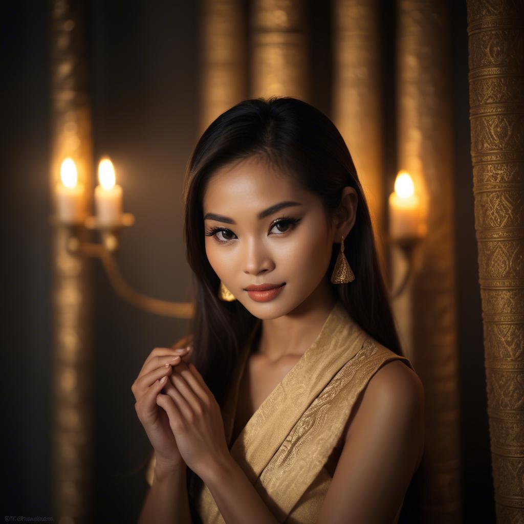 A stunning image of thai beauty in soft candlelight.