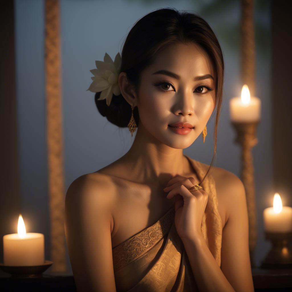 A stunning image of thai beauty in soft candlelight.