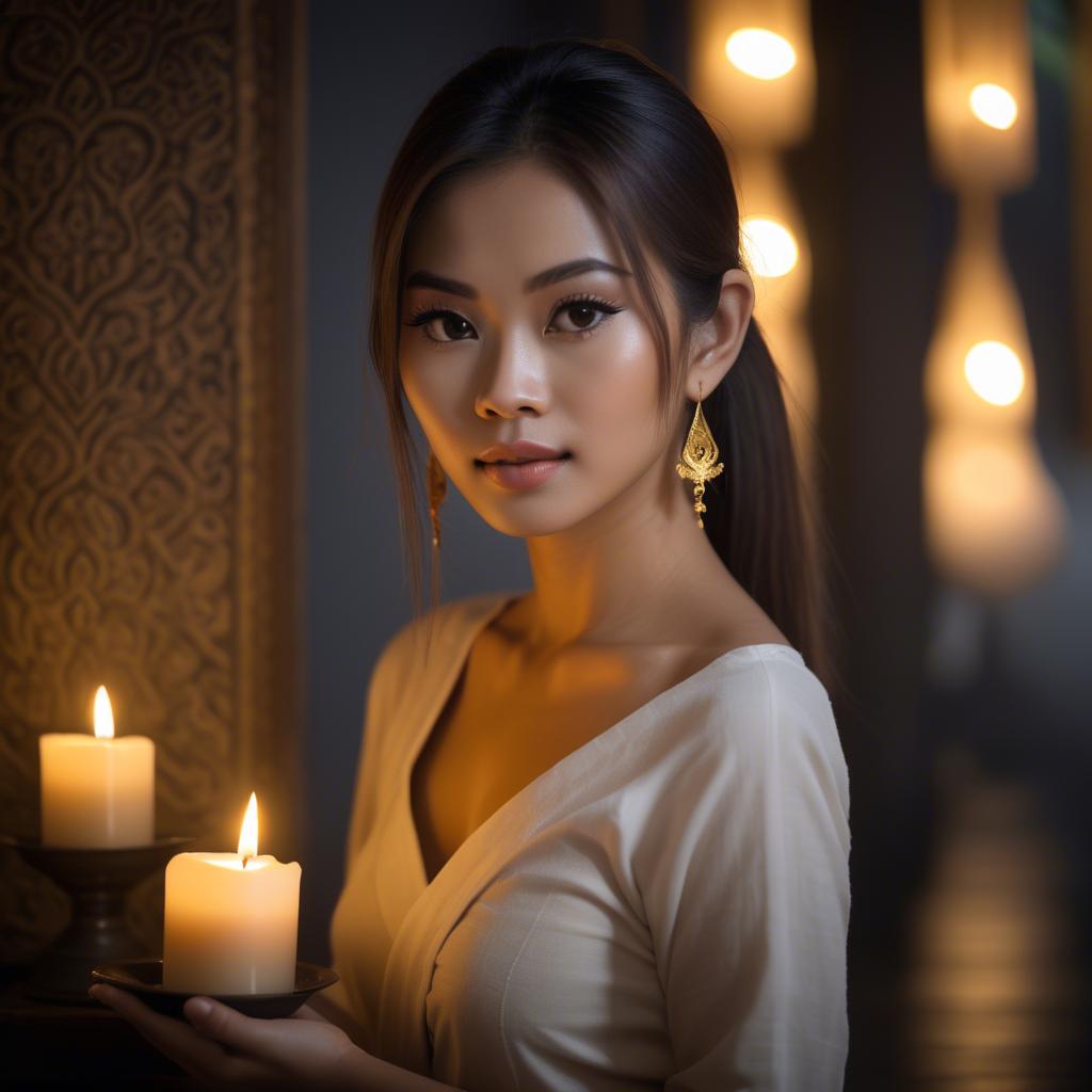 A stunning image of thai beauty in soft candlelight.