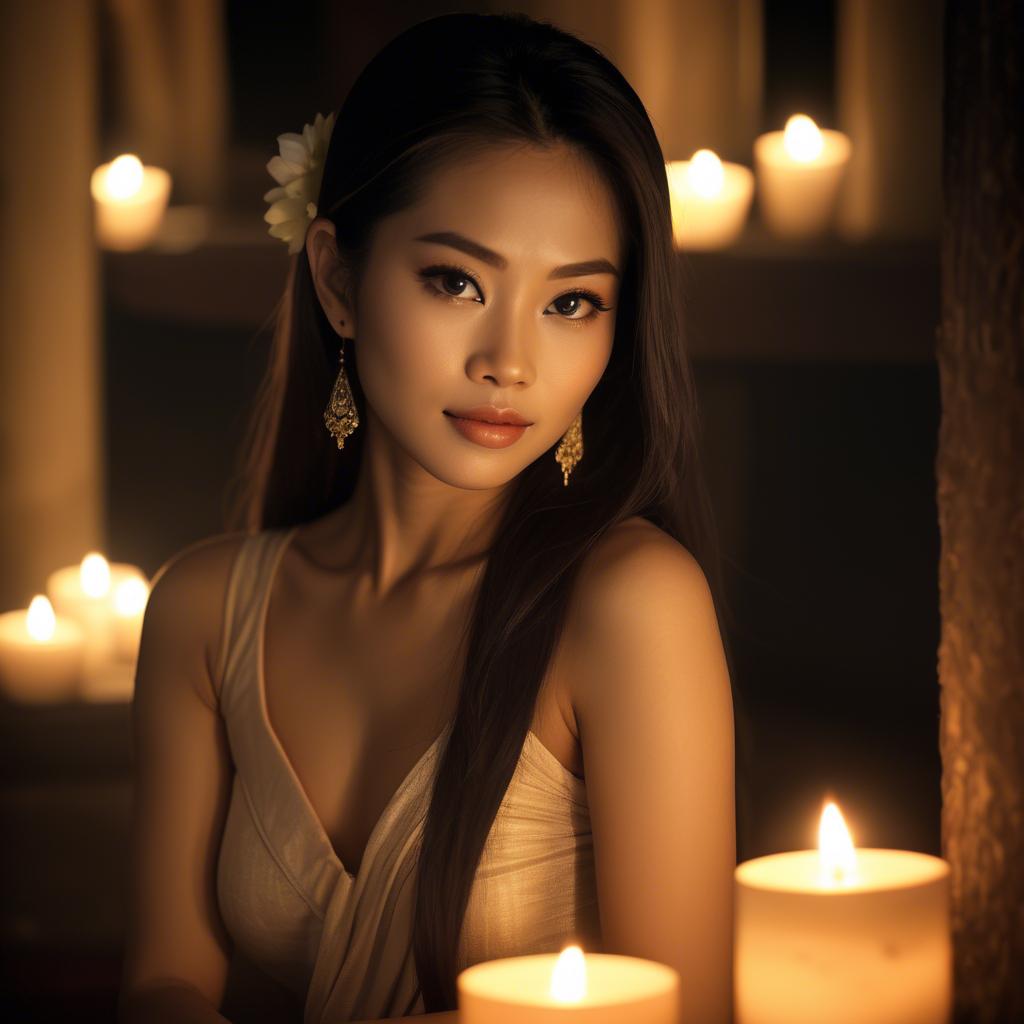 A stunning image of thai beauty in soft candlelight.