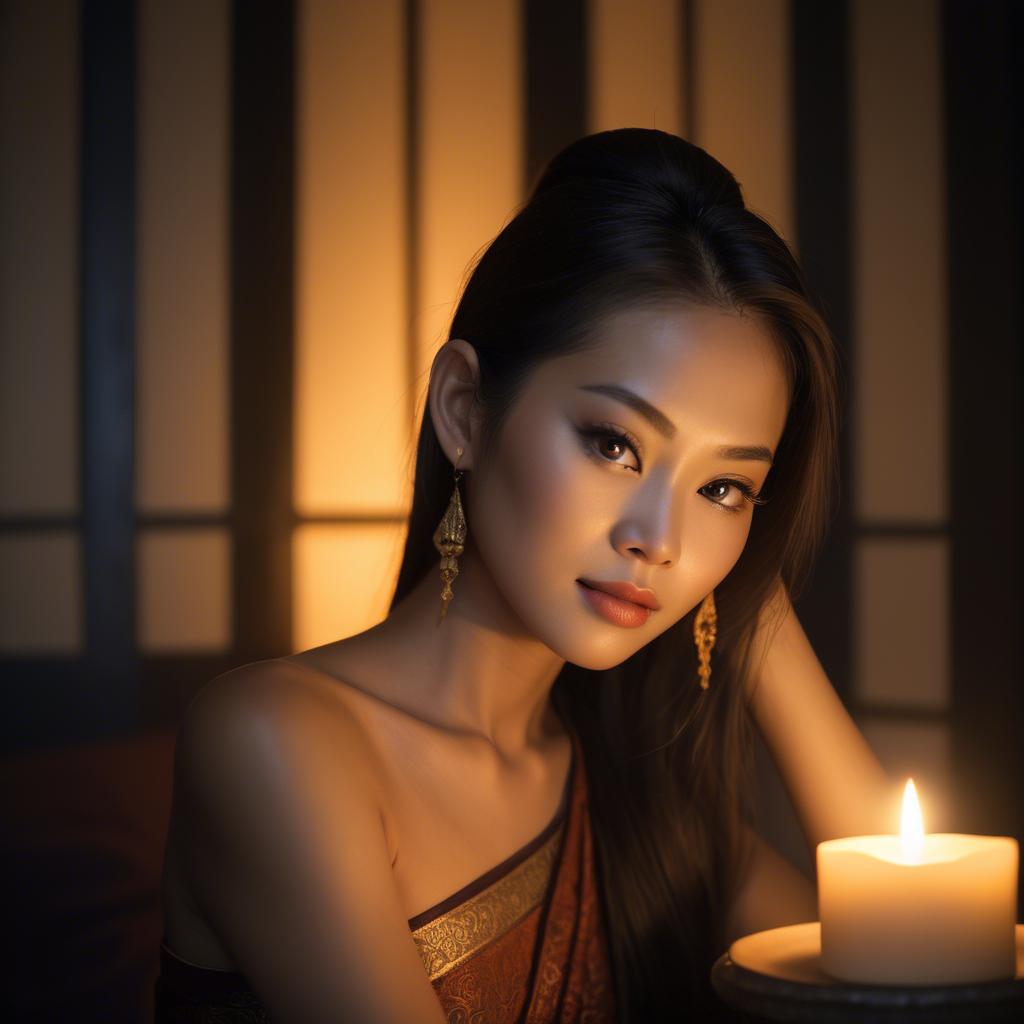 A stunning image of thai beauty in soft candlelight.