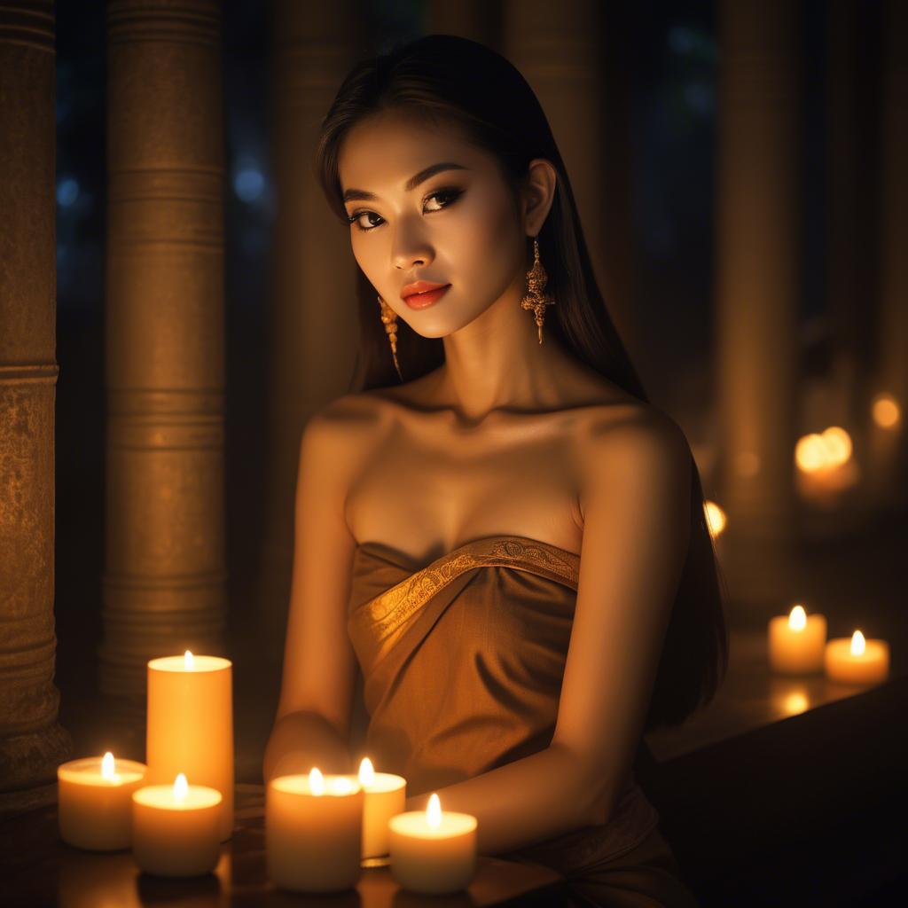 A stunning image of thai beauty in soft candlelight.
