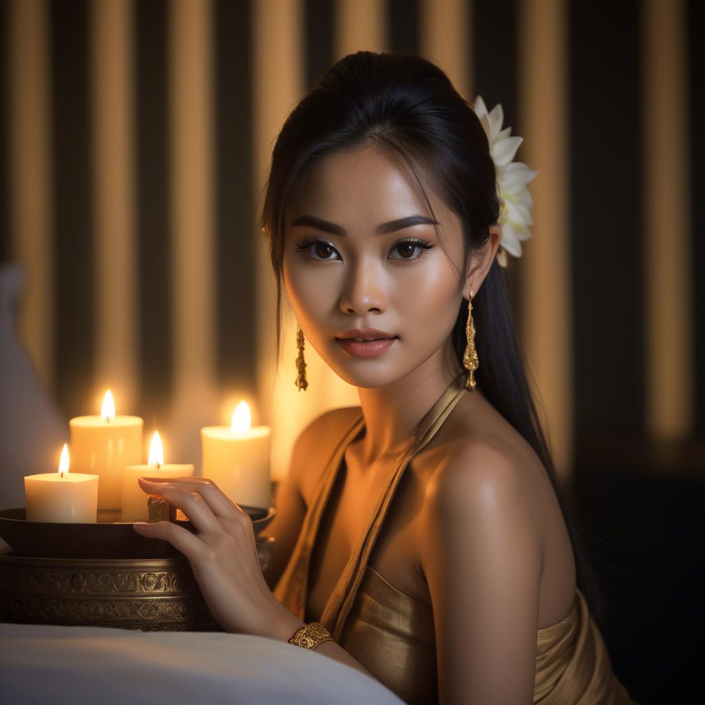 A stunning image of thai beauty in soft candlelight.