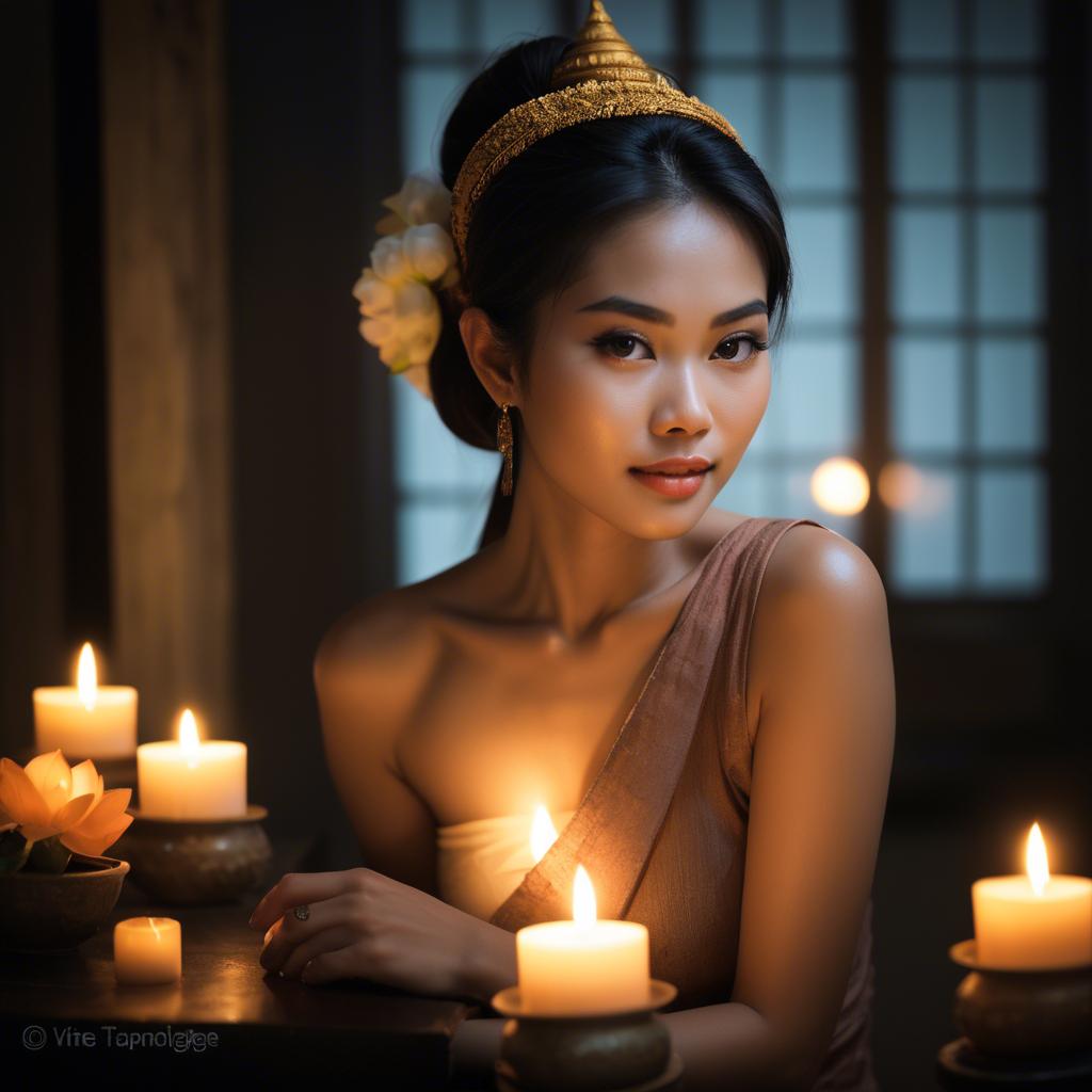 A stunning image of thai beauty in soft candlelight.