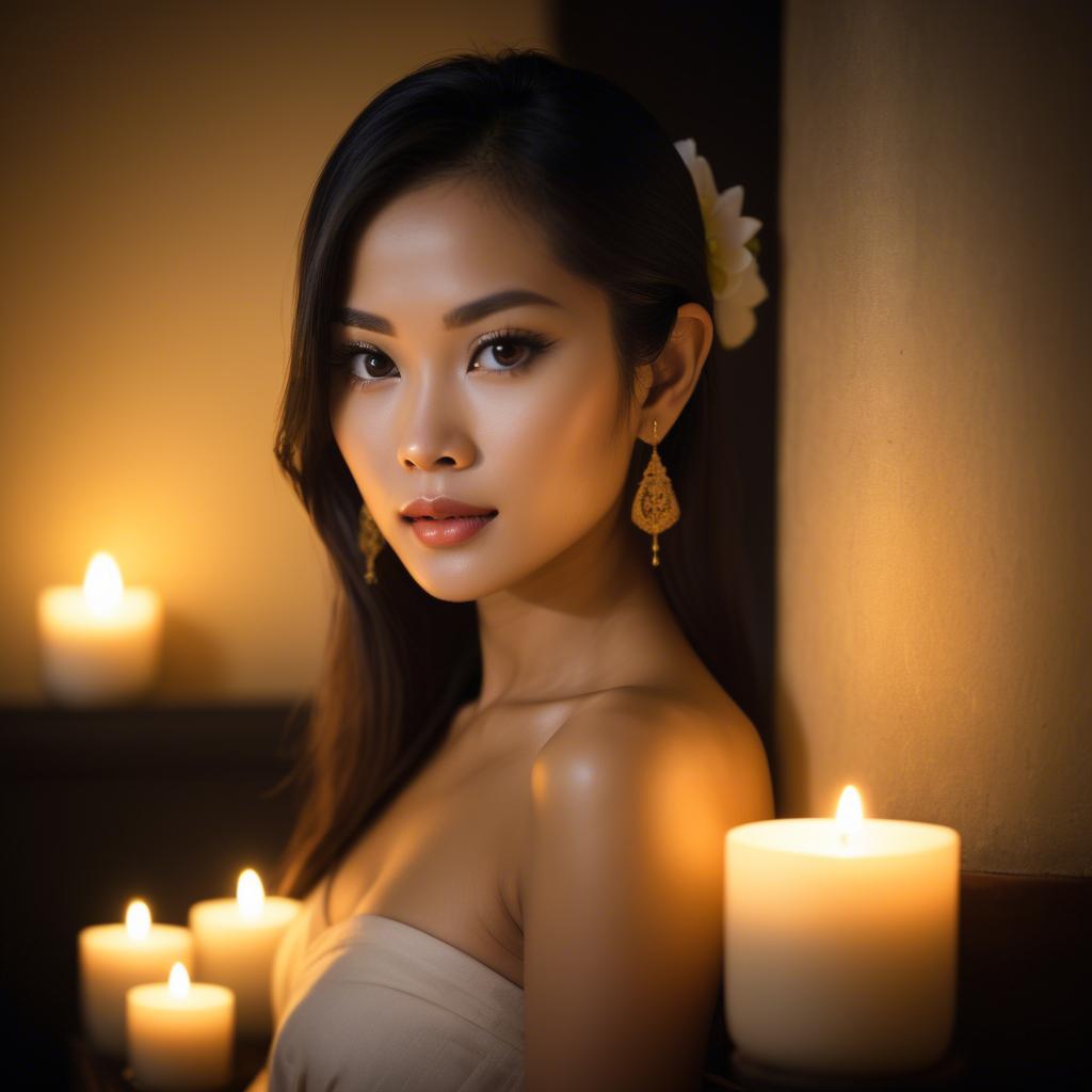 A stunning image of thai beauty in soft candlelight.