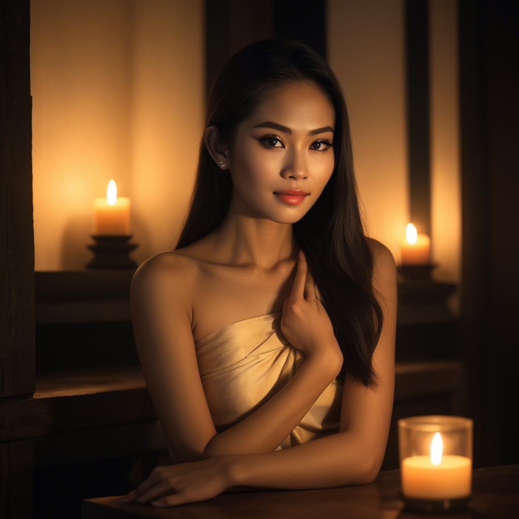 A stunning image of thai beauty in soft candlelight.