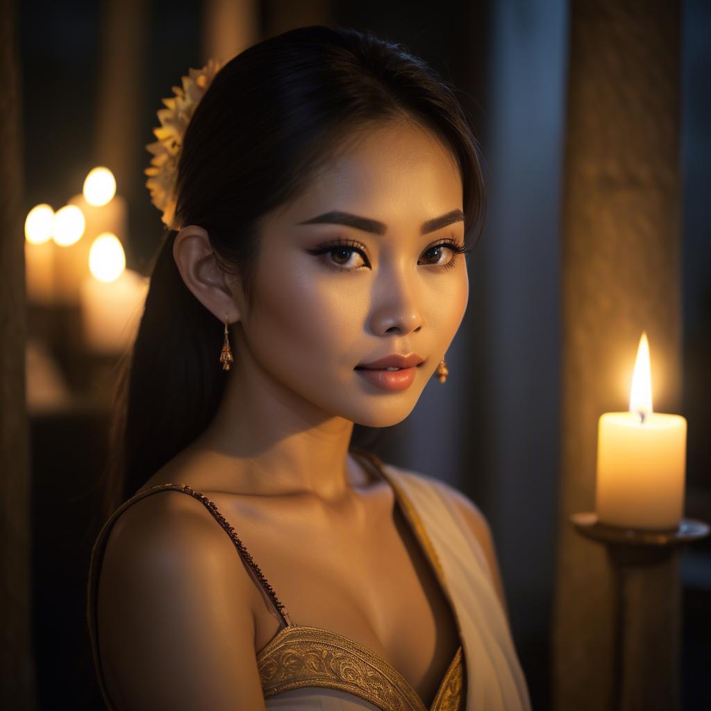 A stunning image of thai beauty in soft candlelight.