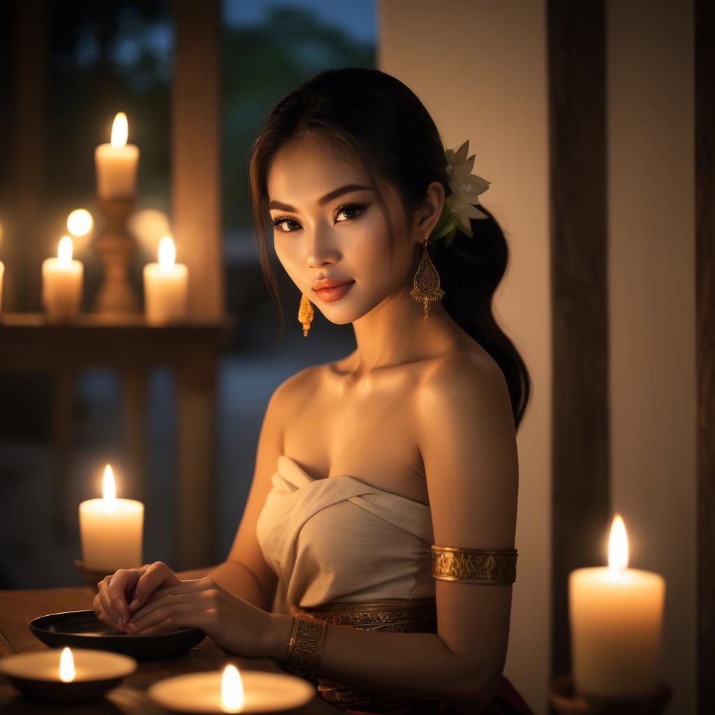 A stunning image of thai beauty in soft candlelight.