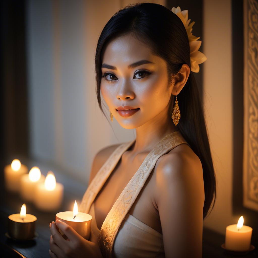 A stunning image of thai beauty in soft candlelight.