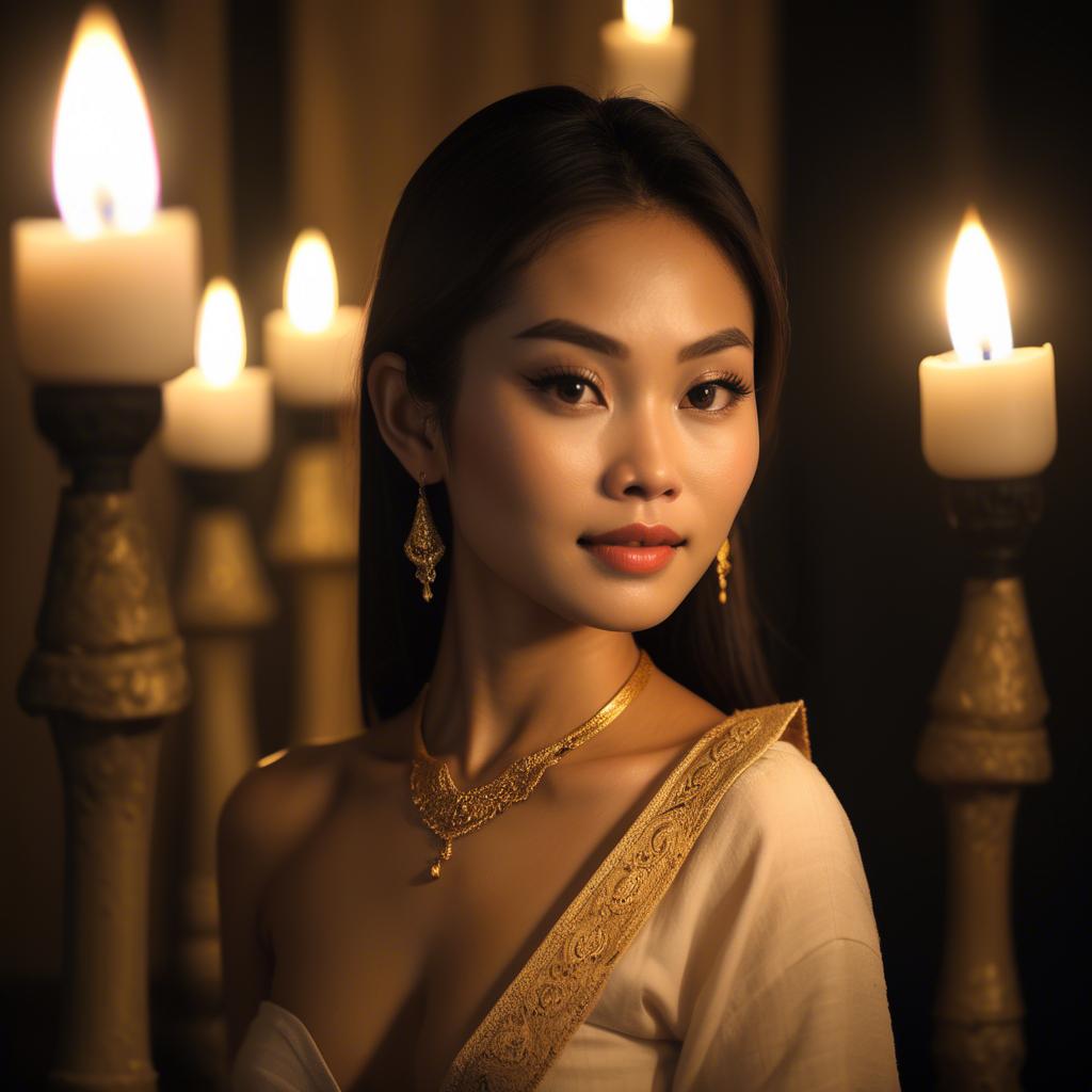A stunning image of thai beauty in soft candlelight.