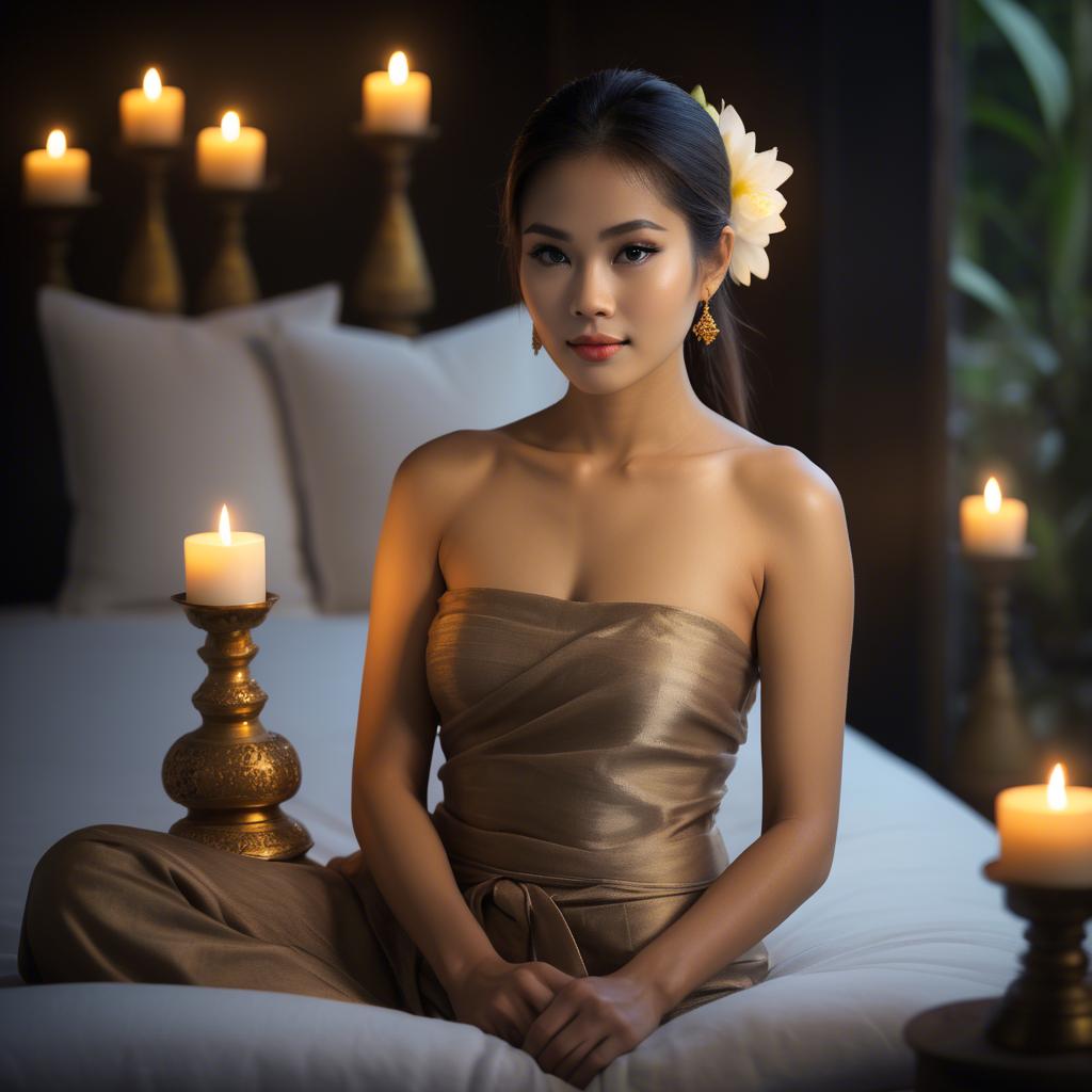 A stunning image of thai beauty in soft candlelight.