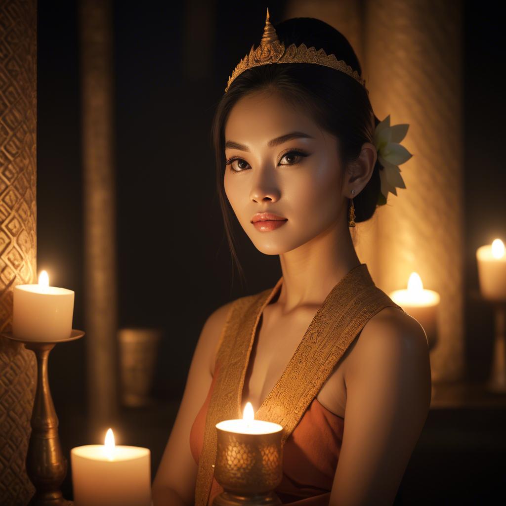 A stunning image of thai beauty in soft candlelight.